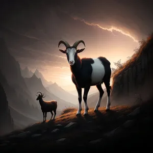 Majestic Wild Mountain Goat with Impressive Horns