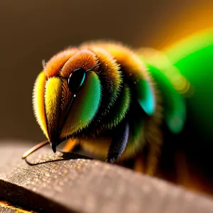 Vibrant Yellow Leaf: Close-up of Insect Eye