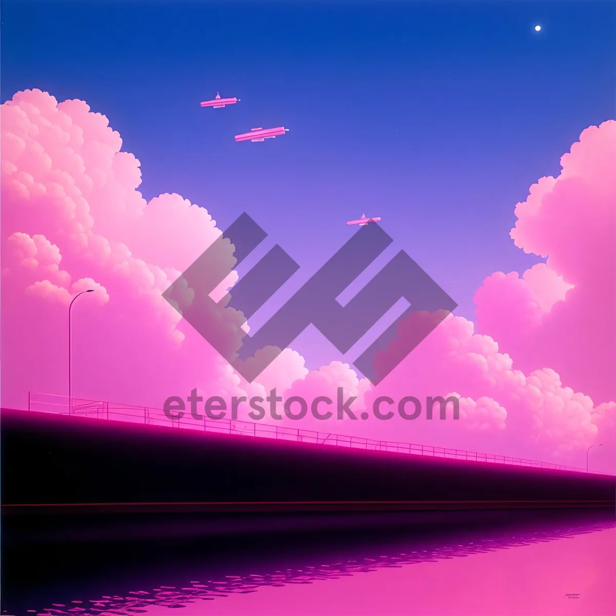 Picture of Vibrant Summer Sky - Bright and Cloudy