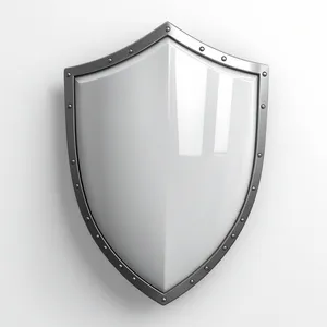 Shiny metal shield emblem with heart symbol