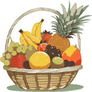 Assorted Fresh Fruits in Yellow Basket