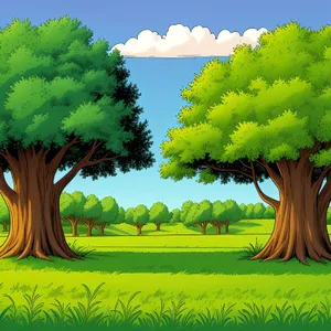Idyllic Summer Meadow with Majestic Oak and Open Sky