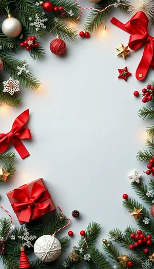 Festive Holiday Tree and Gifts with Ribbons