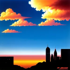 Sky's Celestial Dance: Fiery Orange Sunset Amidst Cascading Clouds