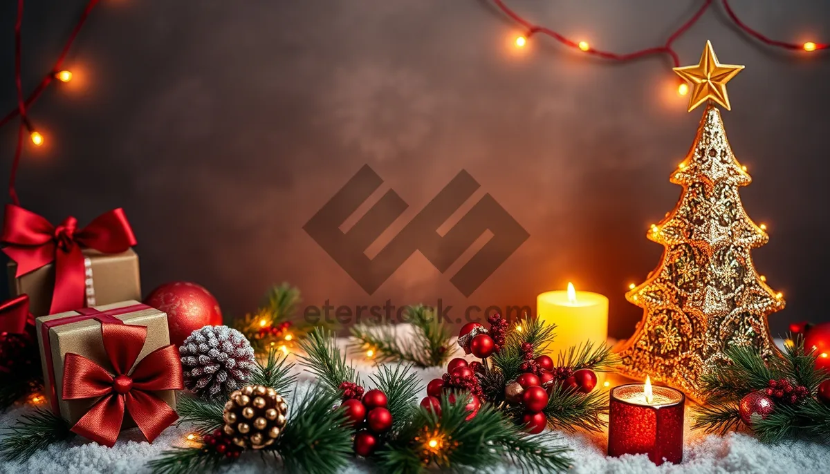 Picture of Festive Holiday Tree with Gold Ornaments