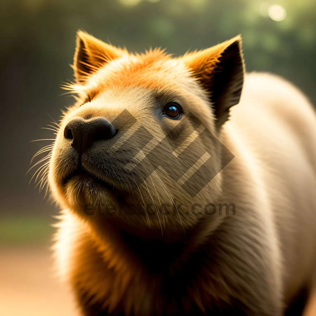 Picture of Adorable piglet with furry brown coat