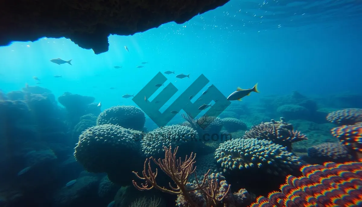 Picture of Colorful Tropical Fish Swims in Sunlit Coral Reef