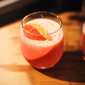 Sweet Orange Juice Cocktail with Ice and Fresh Fruit