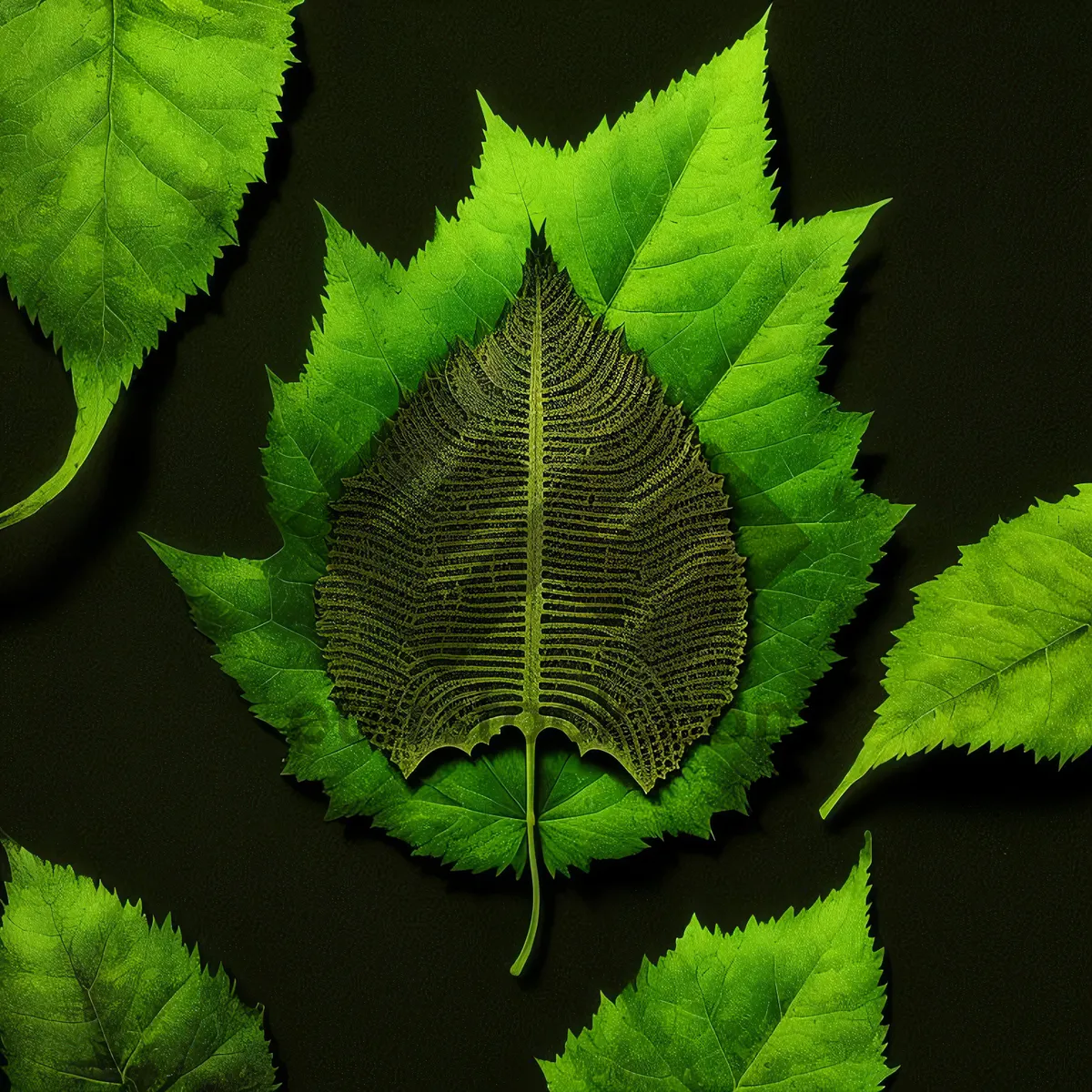 Picture of Fresh Summer Forest Leaves Closeup