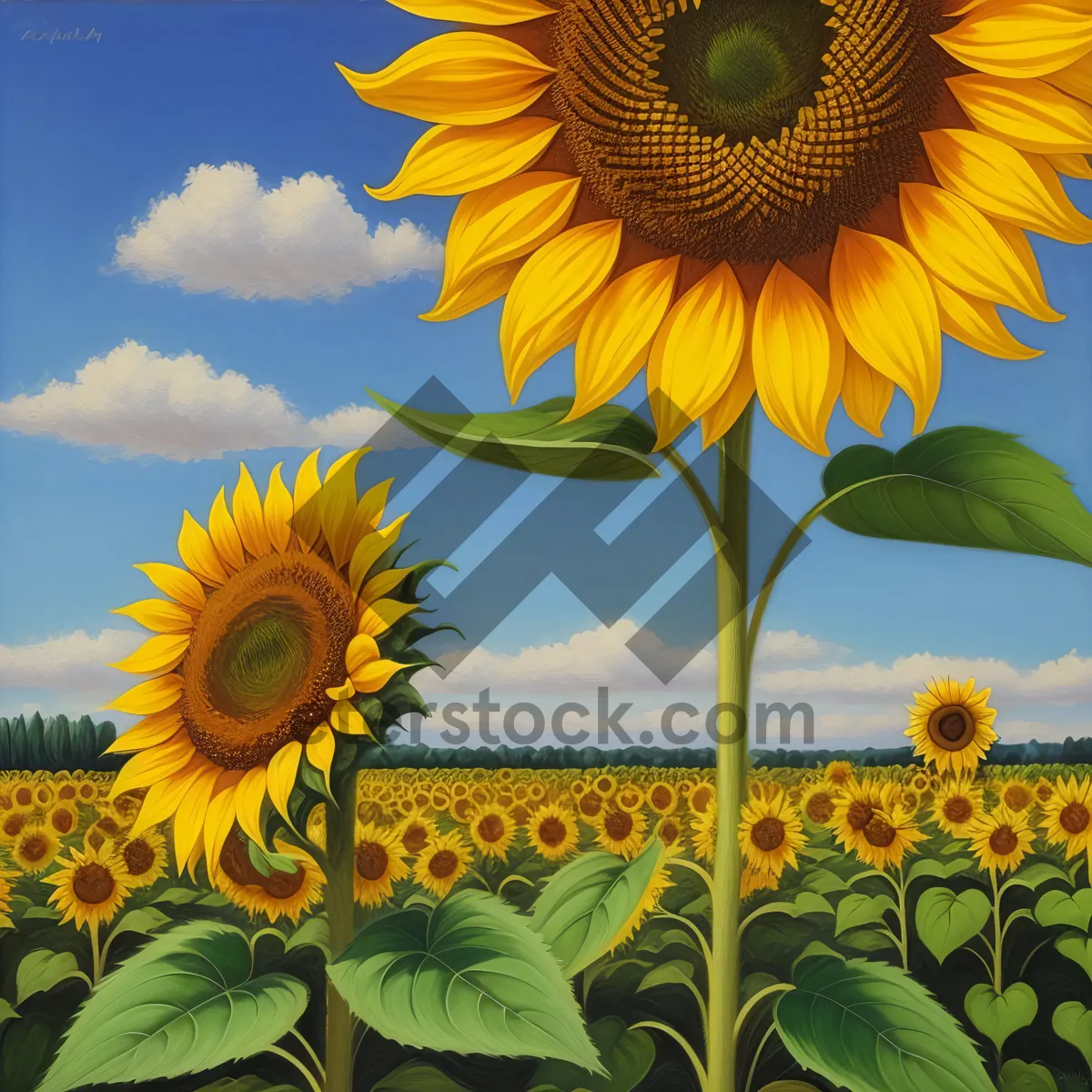 Picture of Radiant Sunflower Blooming in Vibrant Field