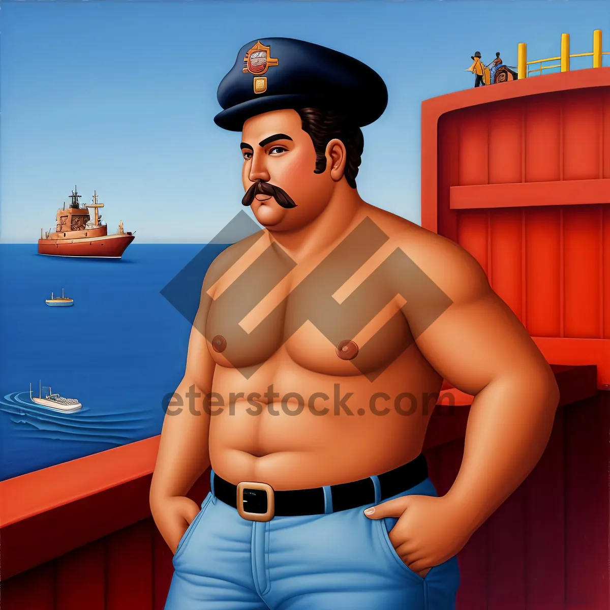 Picture of Beach Hunk: Attractive Male in Sexy Swimsuit