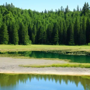 Tranquil Waterside Retreat: Rice-field Reflections in a Park