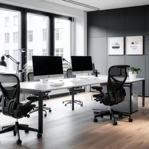 Modern luxury office interior design with wooden furniture
