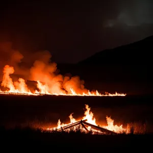 Fiery Sunset: Blazing Flamethrower Ignites Vibrant Sky