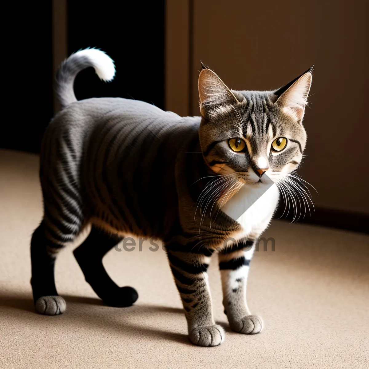 Picture of Adorable Gray Tabby Kitten with Curious Eyes