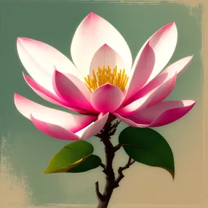 Blooming Pink Lotus in Aquatic Garden