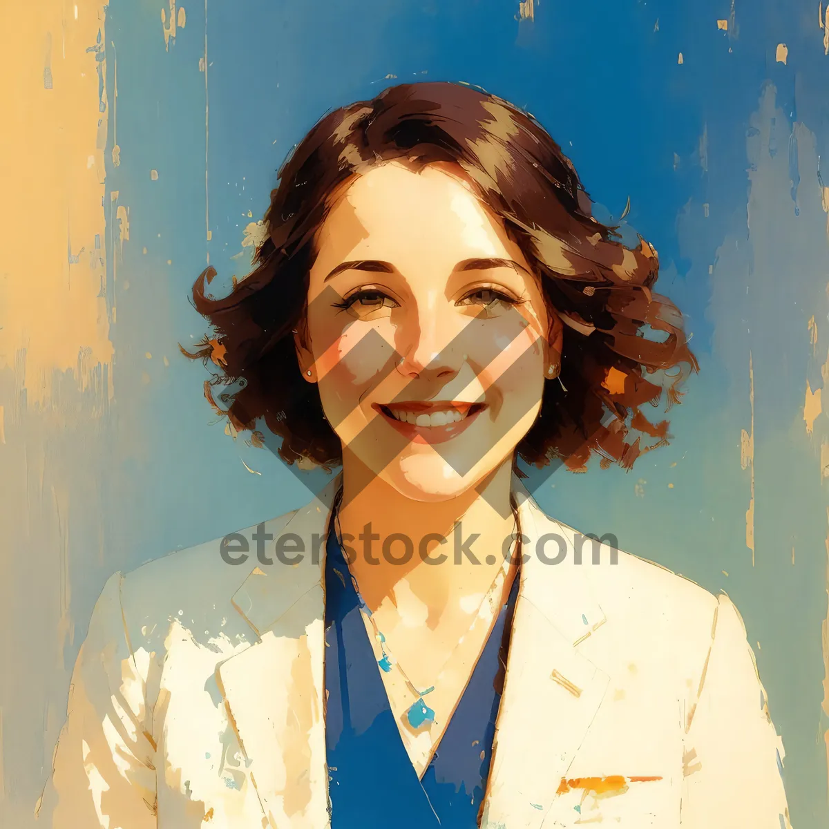 Picture of Smiling Medical Professional in Lab Coat with Stethoscope