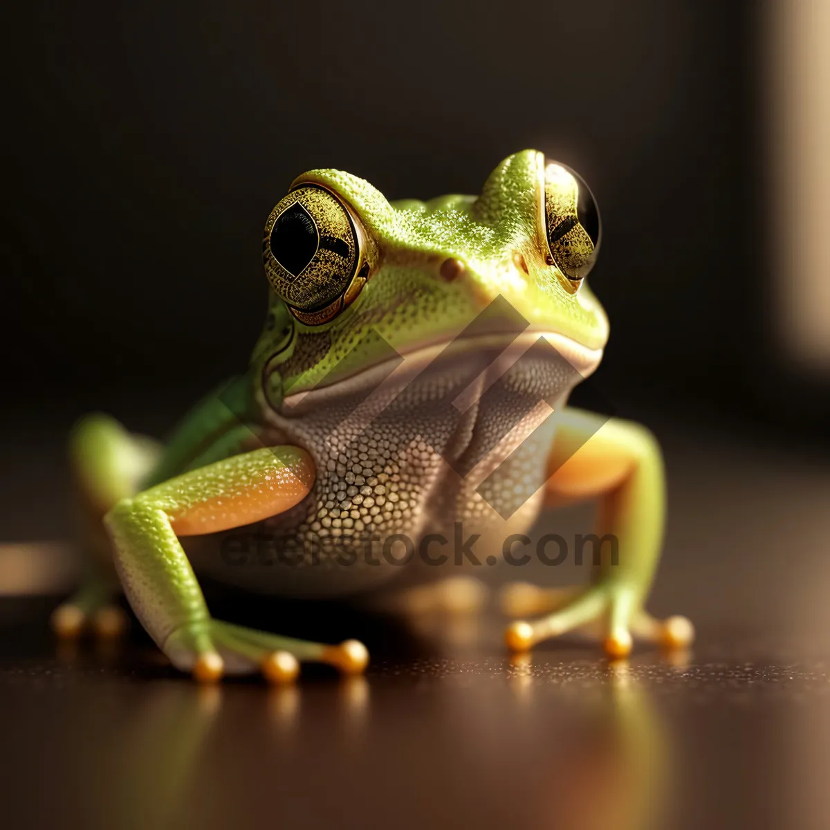 Picture of Bulging-eyed Tree Frog: Vibrant Amphibian Wildlife Close-up
