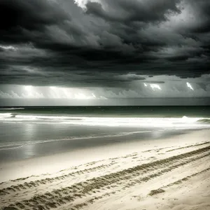 Serenity on the Shore: Beach Horizon at Sunset