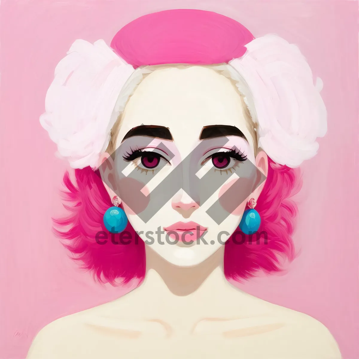 Picture of Cartoon Fashion Portrait: Glamorous Housewife with Styled Hair and Makeup