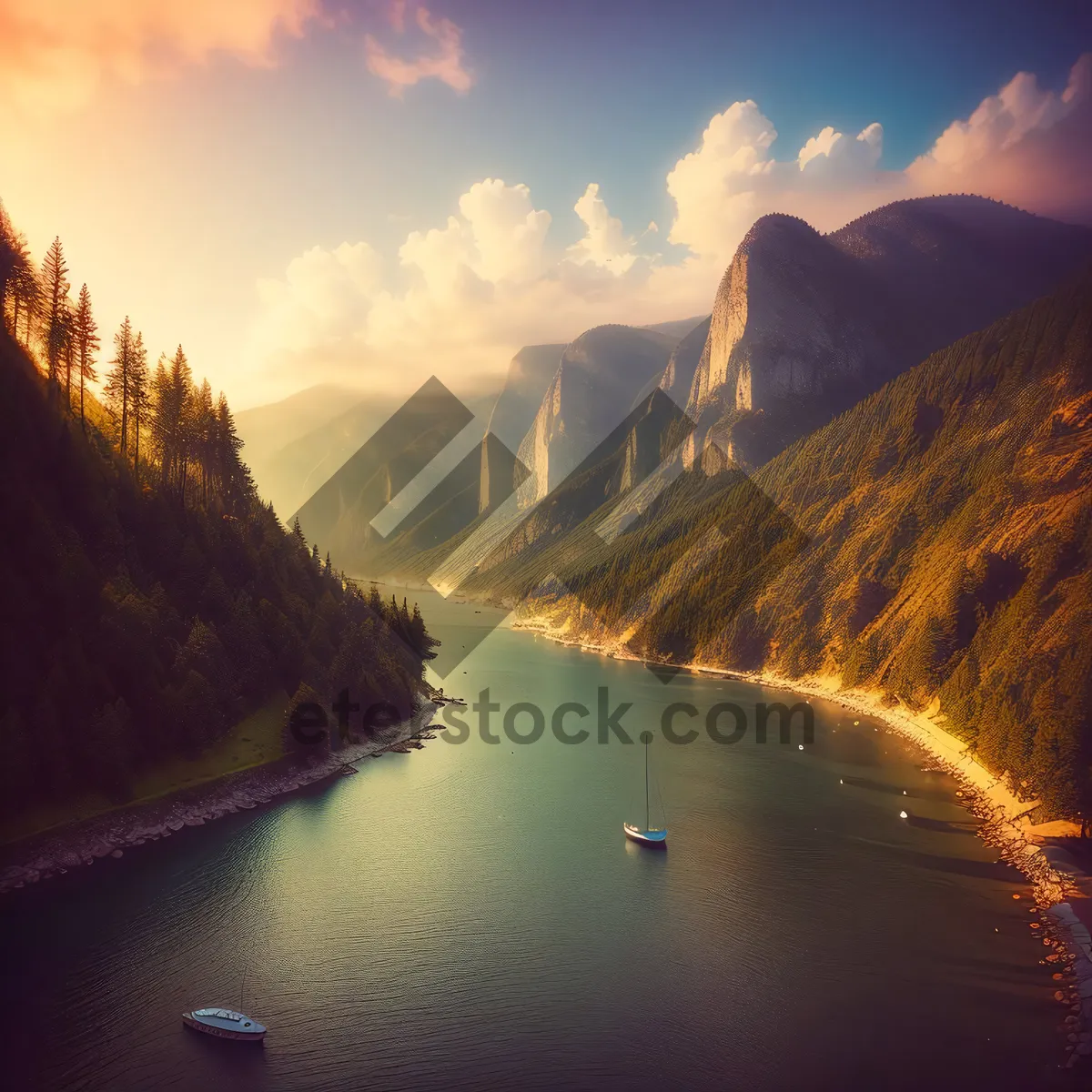 Picture of Majestic Mountain Lake Reflections amidst Scenic Wilderness