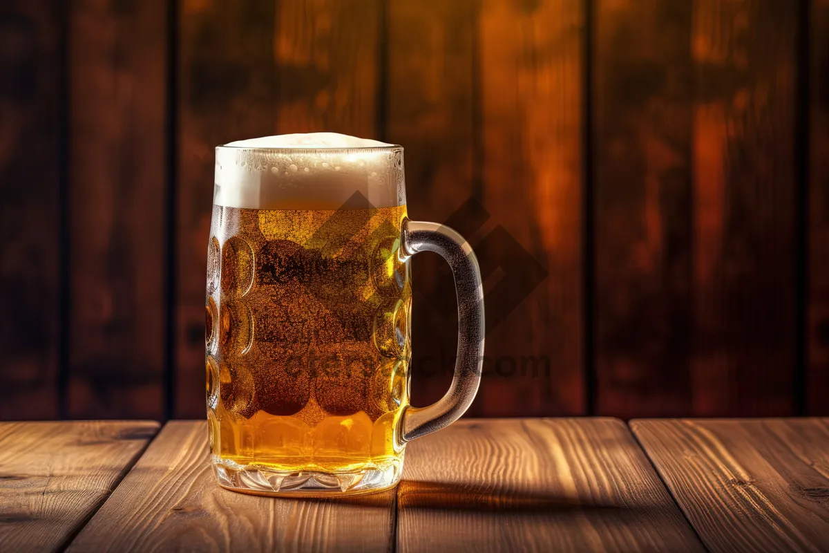 Picture of Golden beer glass full of frothy ale.