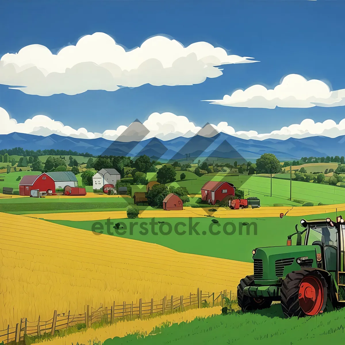 Picture of Vibrant countryside meadow with clear blue skies.