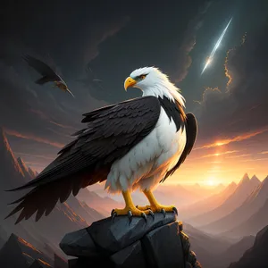 Bald Eagle soaring with piercing gaze
