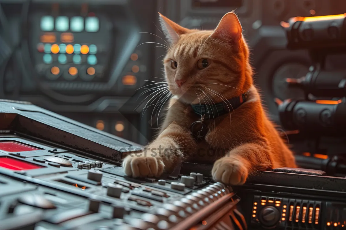 Picture of Fluffy Kitty with Laptop Keyboard