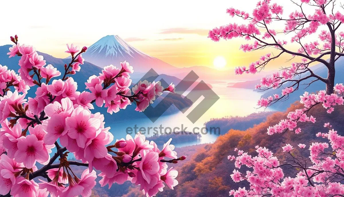 Picture of Japanese Spring Garden Blossom in Lilac and Pink