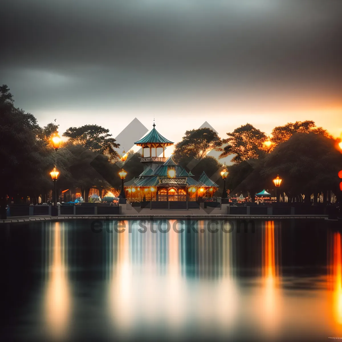 Picture of Nighttime Cityscape by the Water