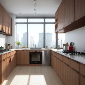 Modern Luxury Kitchen Counter with Stainless Steel Appliances