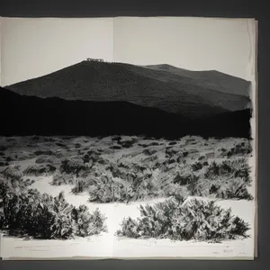 Scenic Desert Mountain Landscape with Thatched Roof