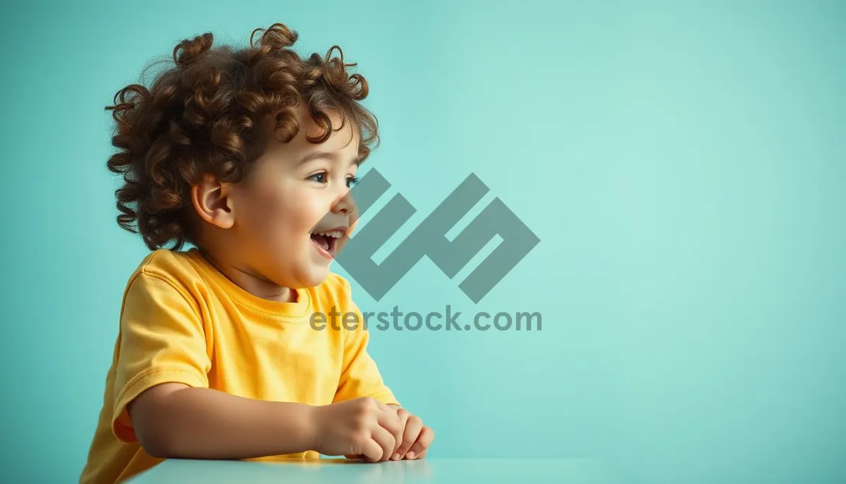 Picture of Happy boy with a sweet smile sitting cheerfully