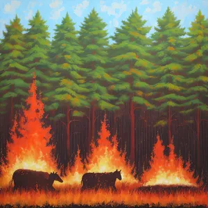 Blazing Inferno: Fiery Bonfire Engulfed in Flames