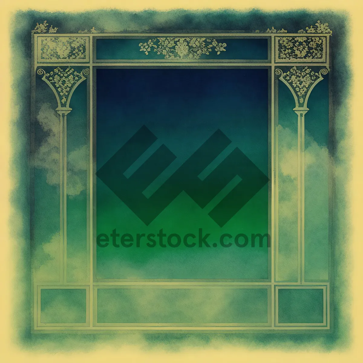 Picture of Golden Vintage Ornate Wooden Frame with Empty Space