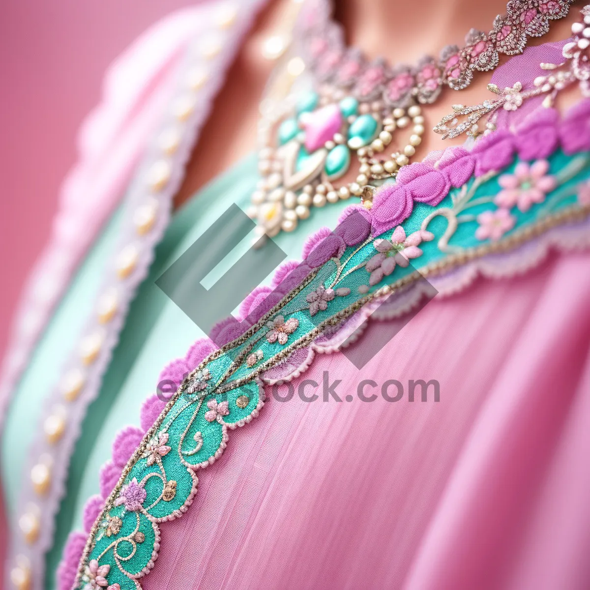 Picture of Stunning Embroidered Bangle Necklace: Fashionably Attractive Model