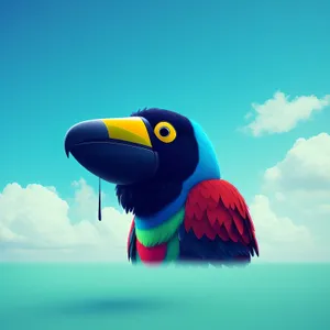 Tropical Toucan perched overlooking the scenic seaside.