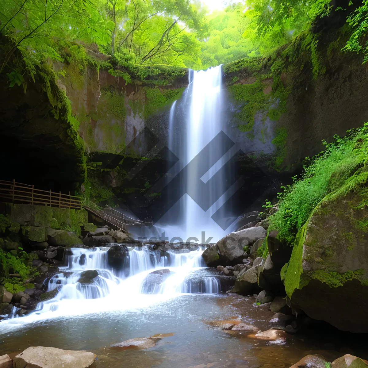 Picture of Serene Cascade in Flowing Wilderness