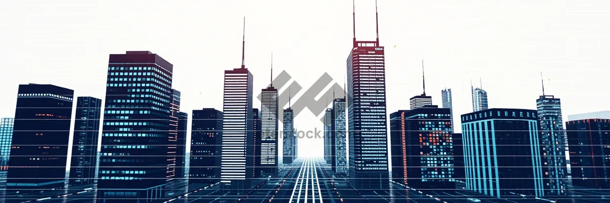 Picture of Modern Glass Skyscraper at Night Reflecting City Skyline