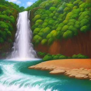 Serene Waterfall in Verdant Forest