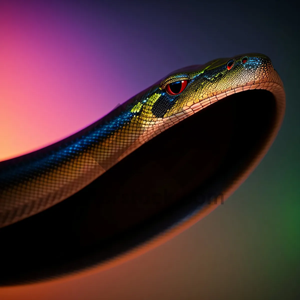 Picture of Night Serpent's Curving Light: Vibrant Reptilian Pattern