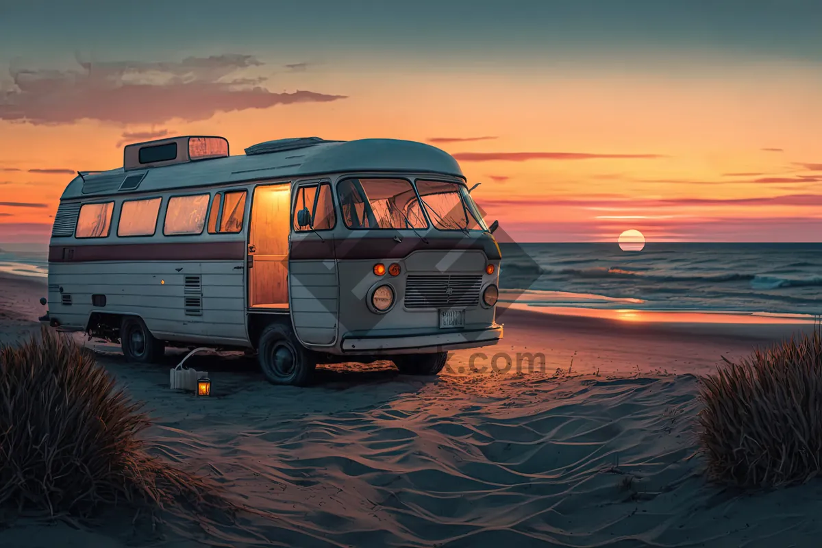 Picture of Sunset beach drive vacation camper summer