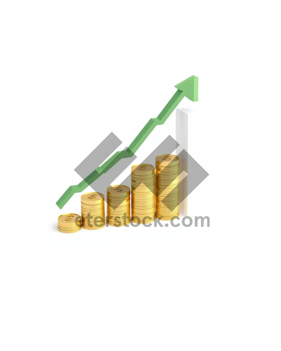 Picture of 3D finance graph with stacks of gold coins