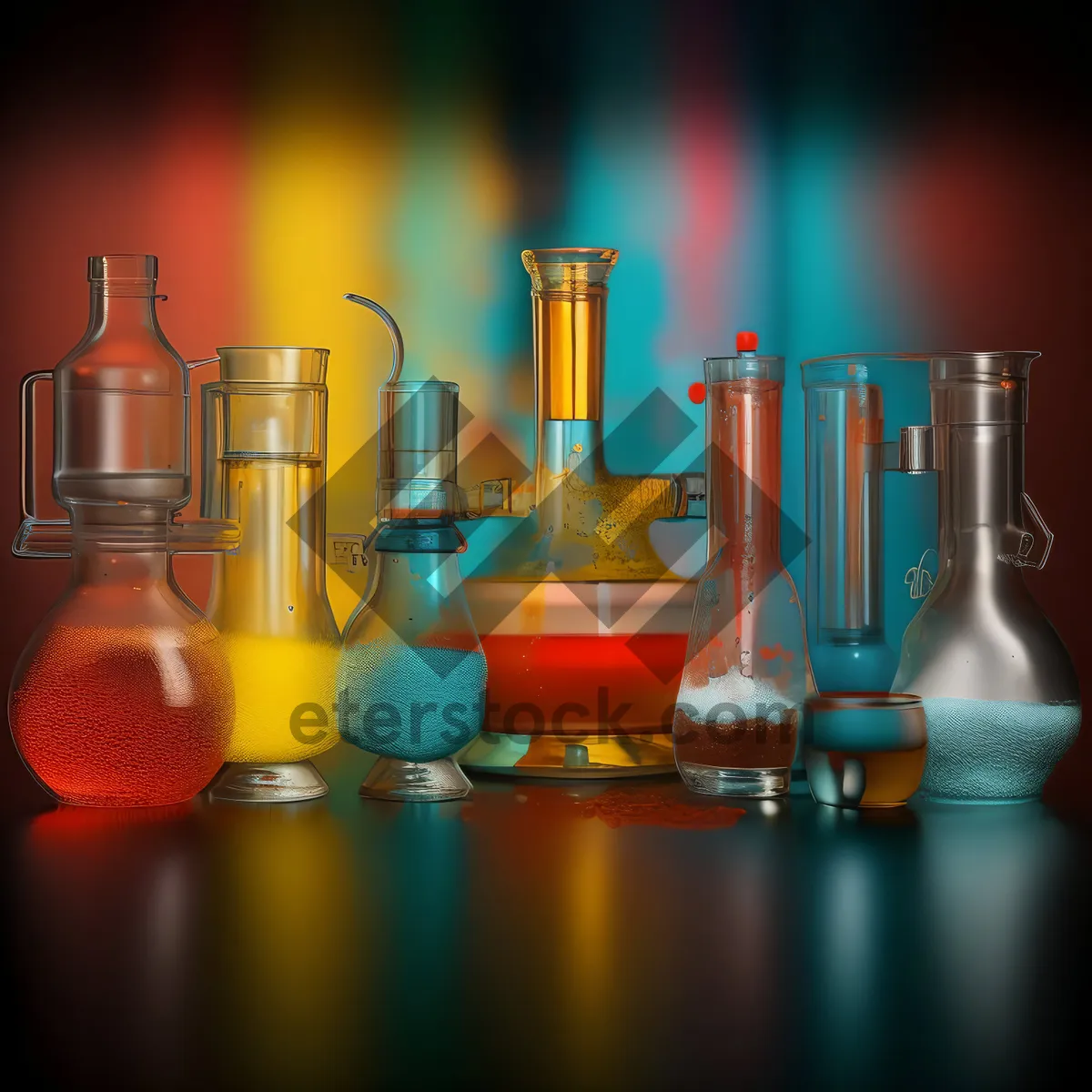 Picture of Glass container with alcohol beverage for chemistry experiment.