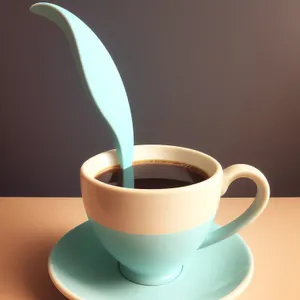 Steamy Morning Mug: Aromatic Coffee with Brown Spoon