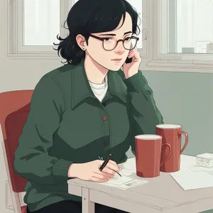 Smiling Business Professional Working on Laptop in Office