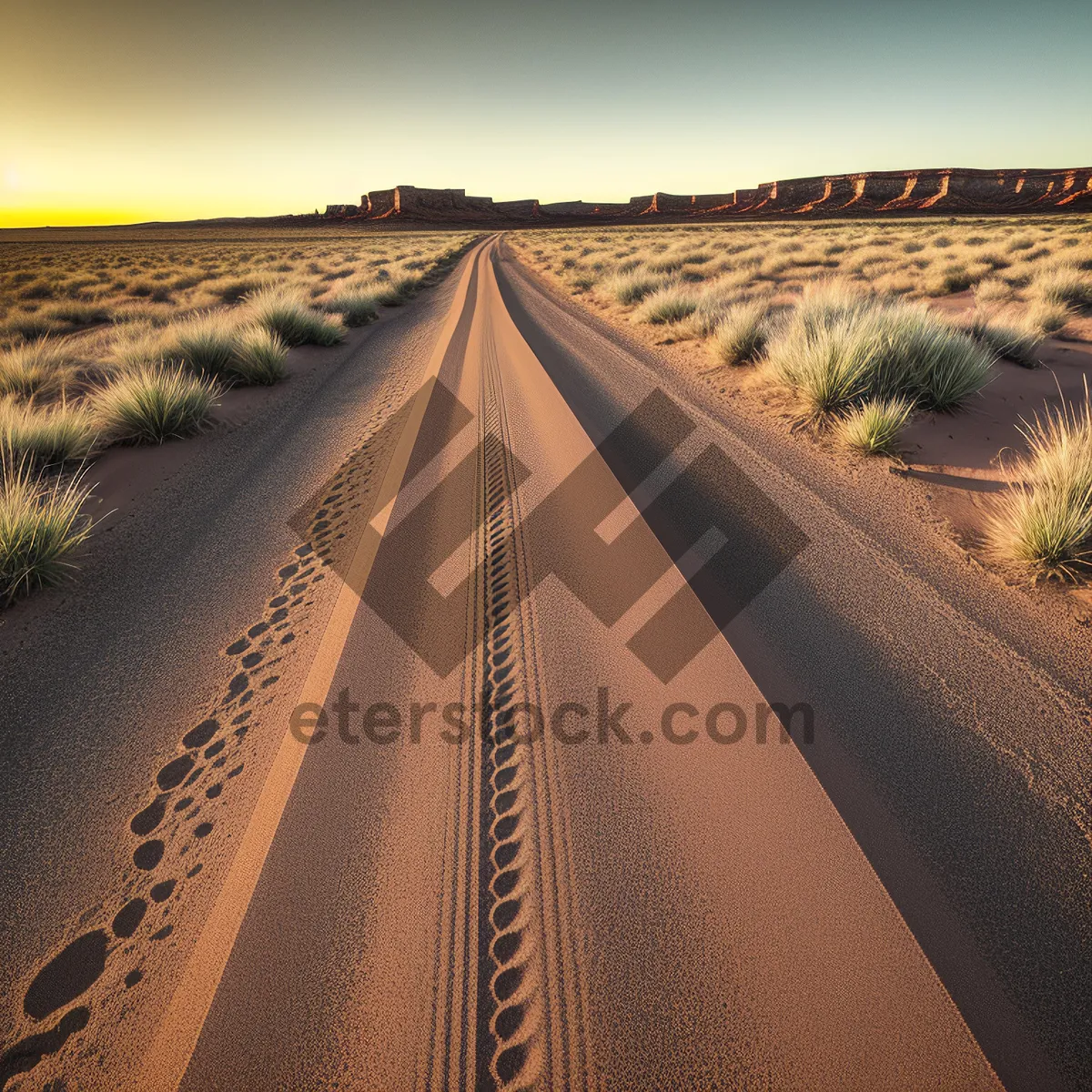 Picture of Speeding through the Desert Skyline: Majestic Highway Journey