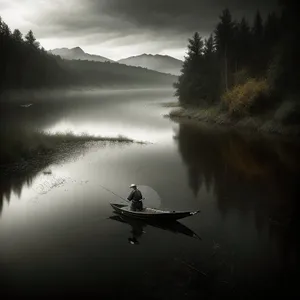 Sunset Kayak Adventure on Serene Mountain Lake