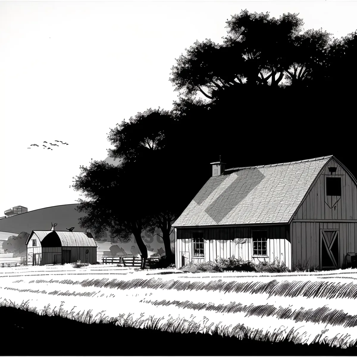 Picture of Old Country Barn with Rustic Roof